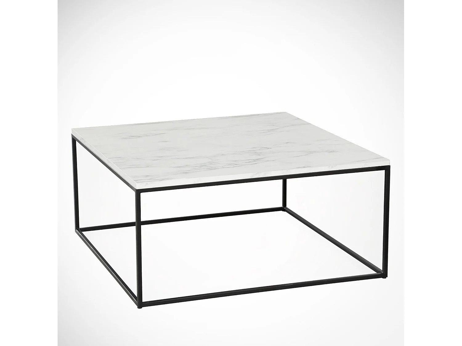 Tavolino da caffè Kailua 1423, Marmo bianco, 43x75x75cm, Truciolare laminato, Angolare