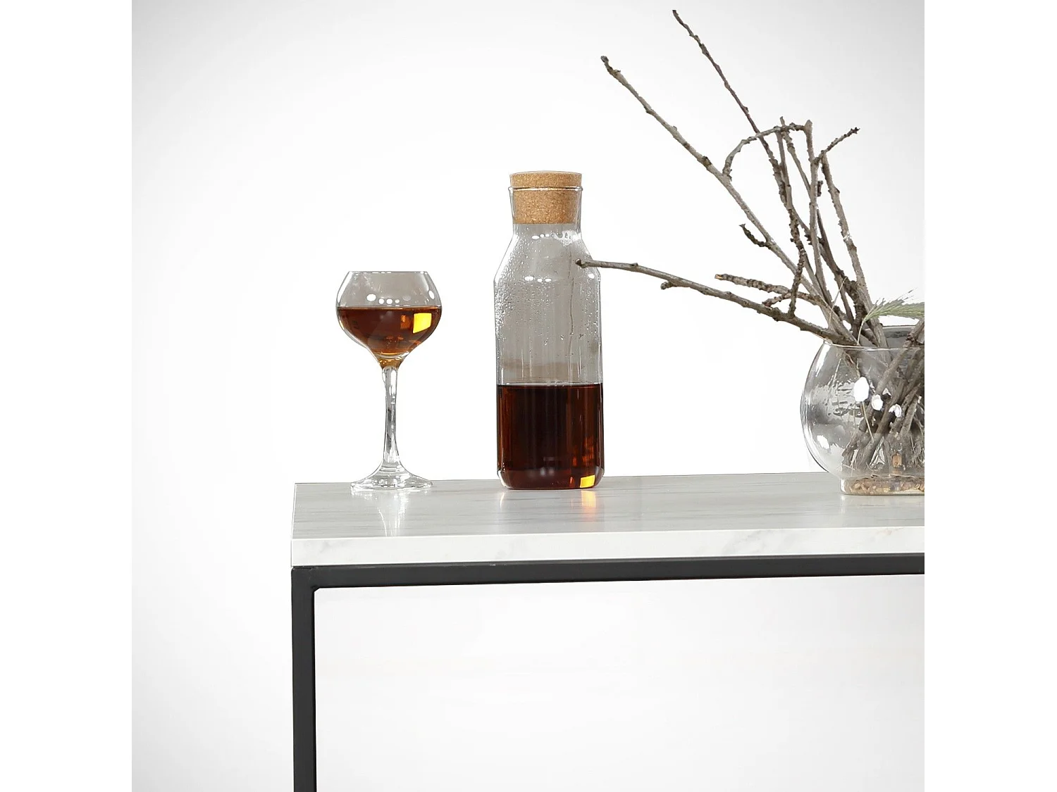 Tavolino da caffè Kailua 1423, Marmo bianco, 43x75x75cm, Truciolare laminato, Angolare