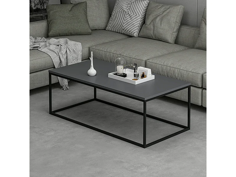 Mesa de café Kailua 1112, Negro|Antracita, 42x60x120cm, Aglomerado laminado, Angular