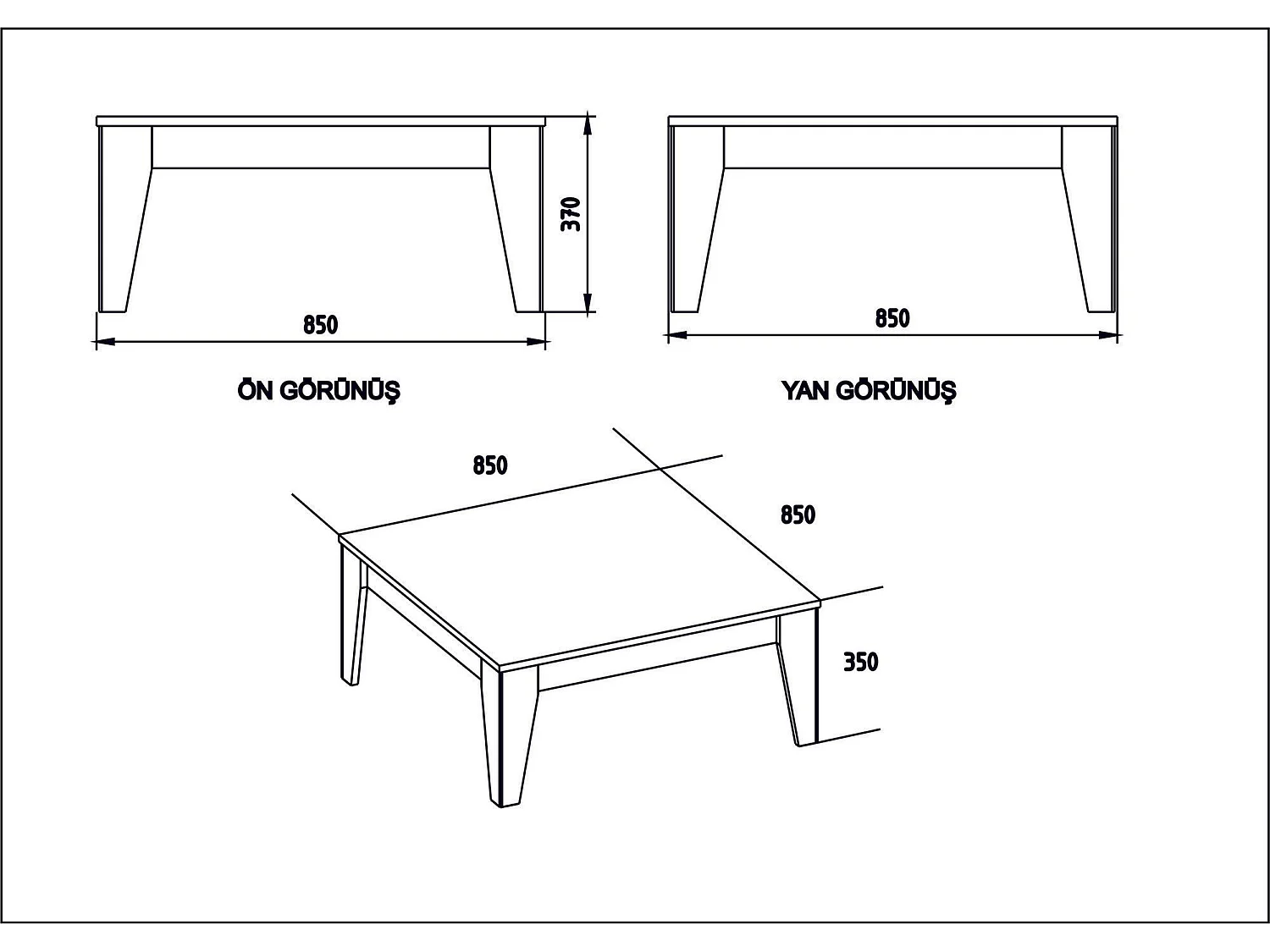 Table basse carré Villette 85x85cm Bois Naturel et Noir effet marbre
