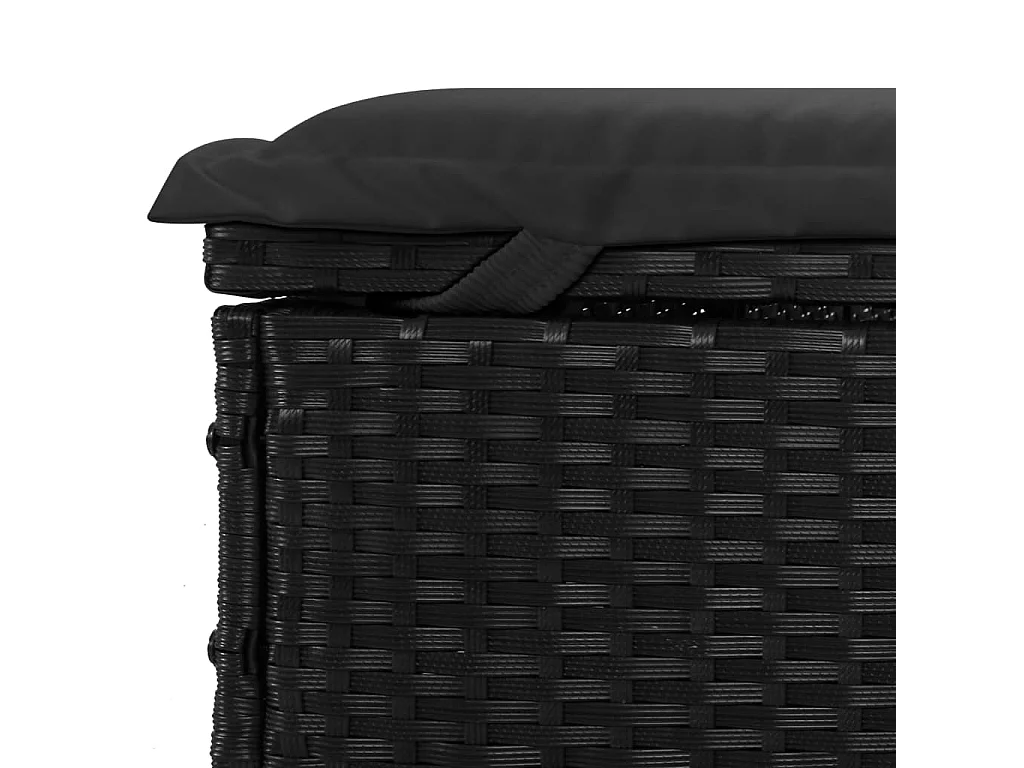 Tumbona tumbona tumbona cama de jardín terraza muebles de exterior con techo redondo negro 211x57x140 cm resina tejida 02_0012697