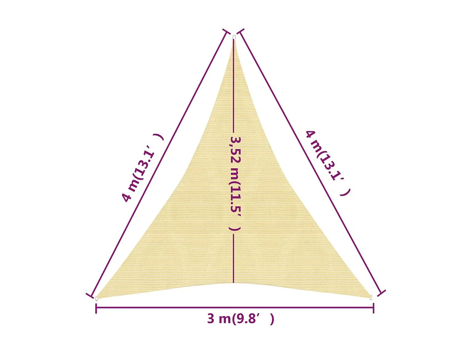 Voile toile d'ombrage parasol beige 300 x 400 x 400 cm 02_0008972