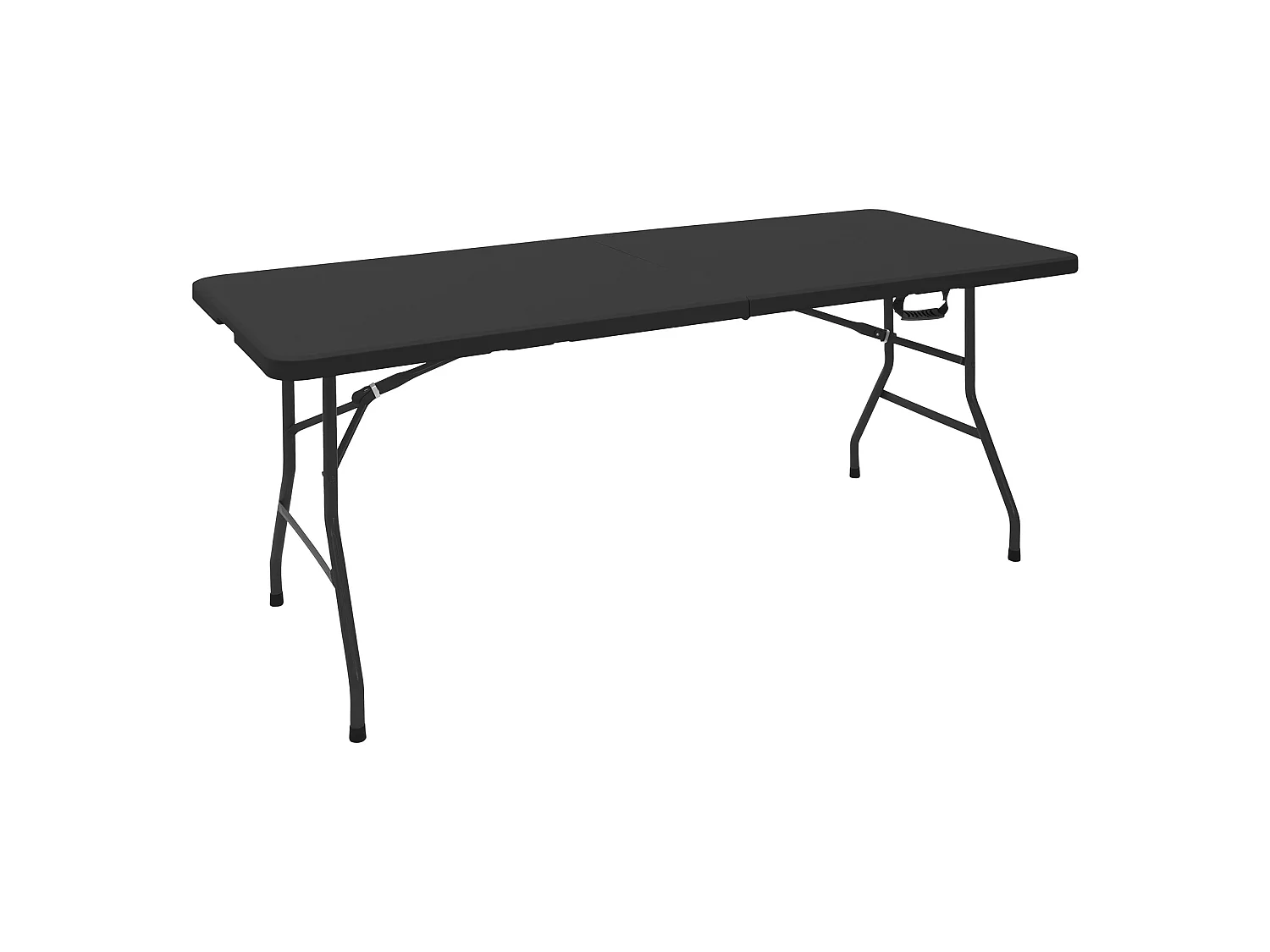 Table de camping pliante noir pour pique nique en plastique HDPE/métal 180x74cm