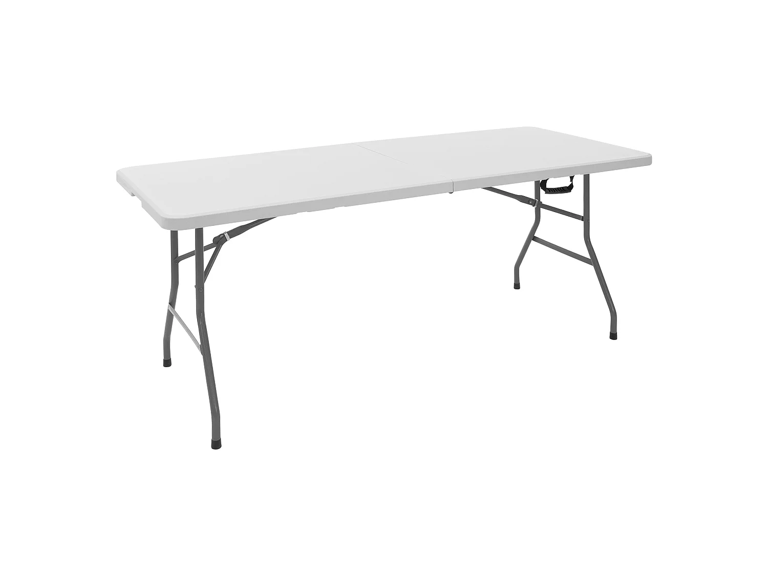 Tavolo pieghevole da campeggio giardino terrazzo 180x74x74cm bianco con maniglia