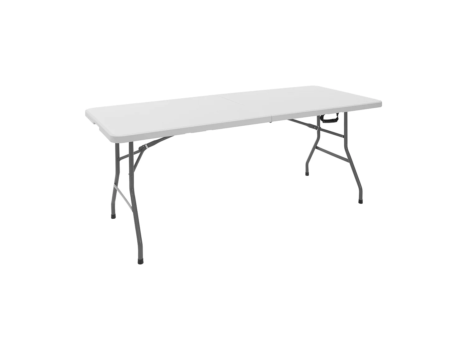 Table de camping pliante blanc pour pique nique en plastique HDPE/métal 180x74cm