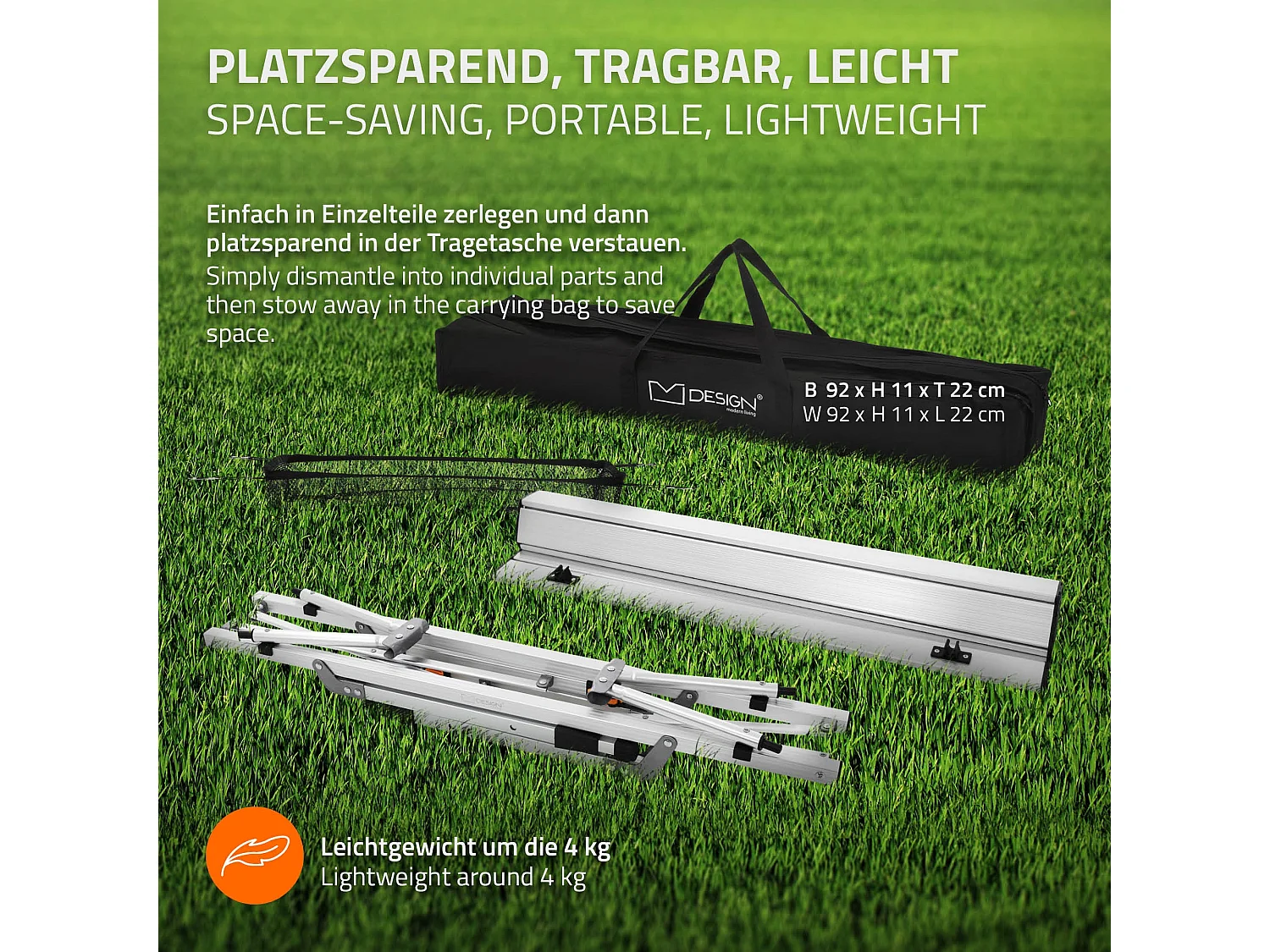 Table de camping pliante aluminium argent plateau enroulable + sac de transport