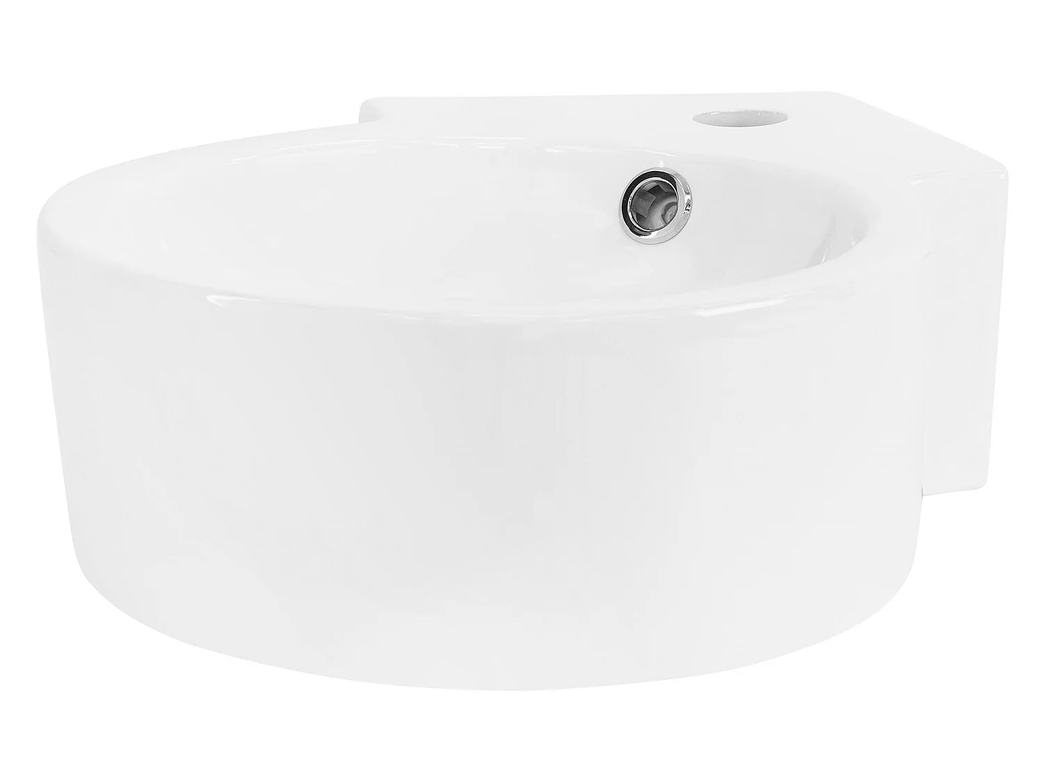 Lavabo d'angle ronde céramique blanc vasque à poser montage mural 450x360x130 mm