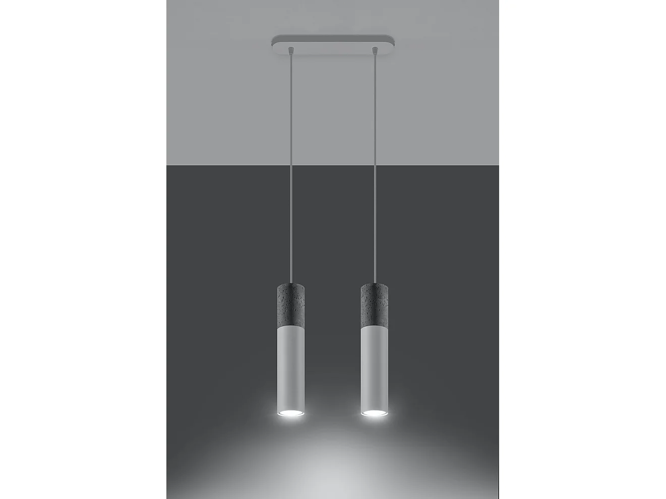 Sollux BORGIO Suspension Twin Gris Clair, Blanc GU10