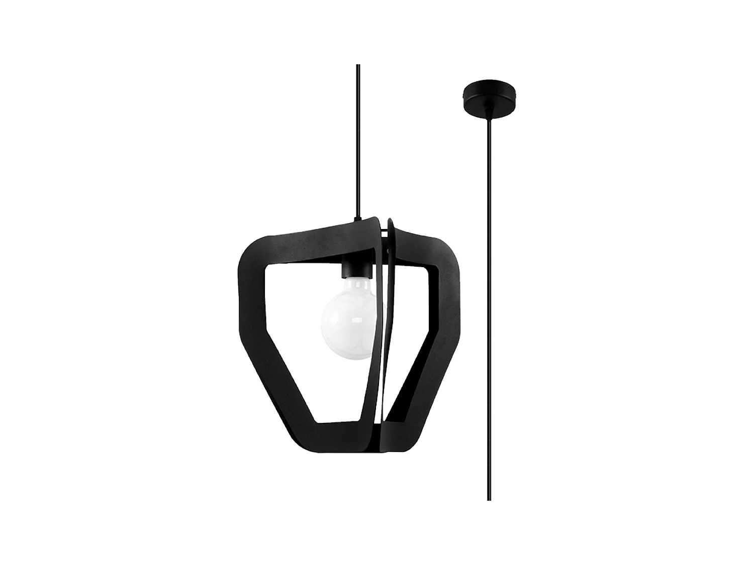 Hanglampen Tres Industrieel Van  - 1 Lichtbronnen - L.33 X H.130 Cm - Zwart