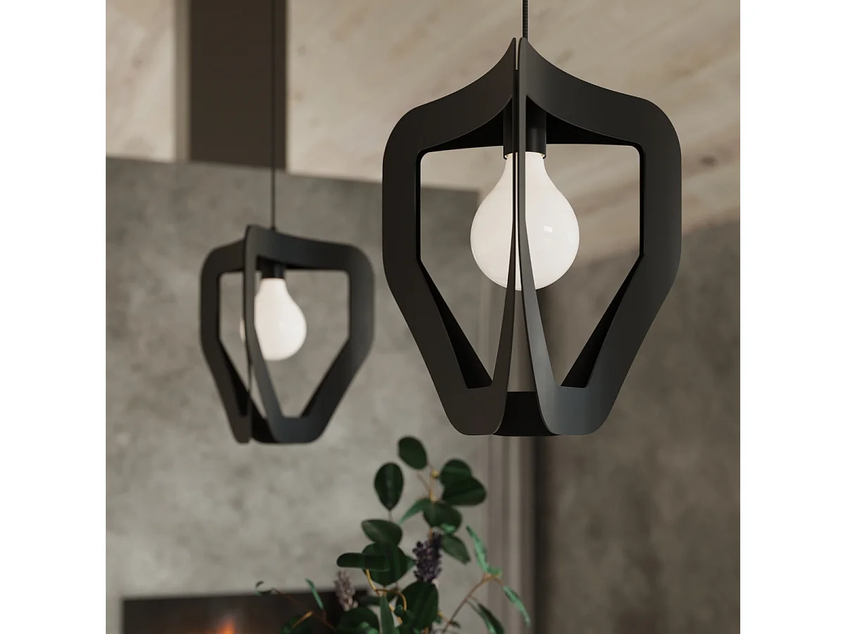 Sollux TRES Lampe à suspension moderne en fil de fer noir E27