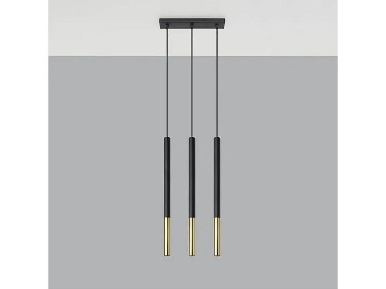 Sollux MOZAICA Suspension triple noir, or G9
