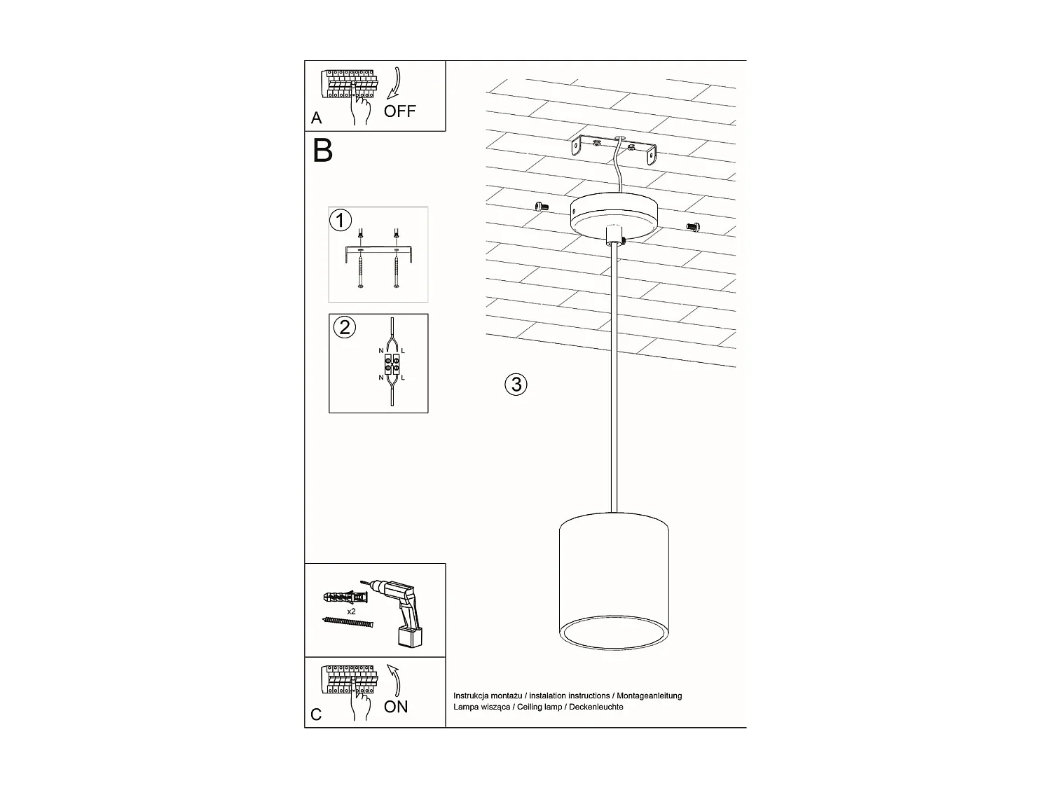 Lampa wisząca ORBIS 1 szara