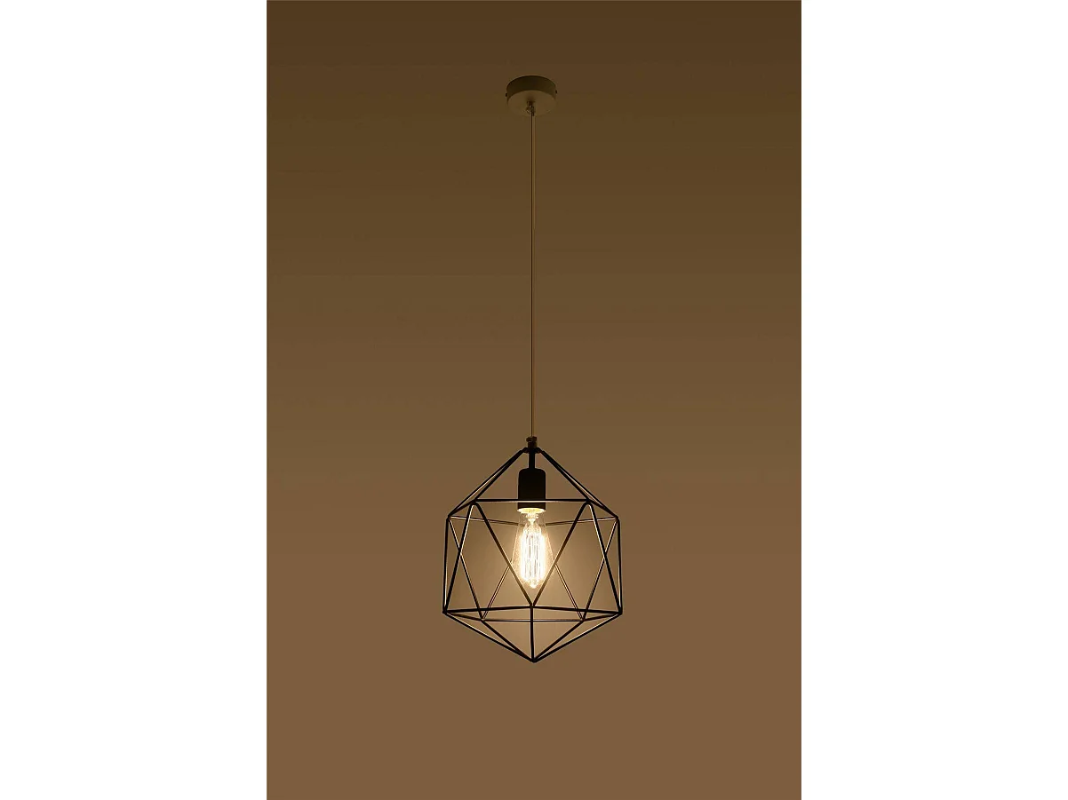 Luminárias Pendentes Gaspare Industrial, Aço - 1 Lichtbronnen - L.30 X H.132 Cm - Preto