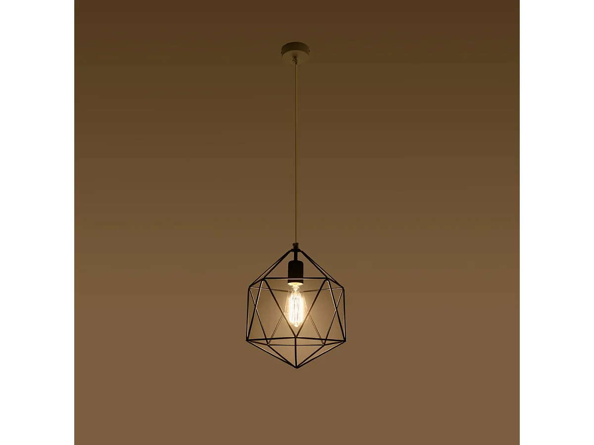 Luminárias Pendentes Gaspare Industrial, Aço - 1 Lichtbronnen - L.30 X H.132 Cm - Preto