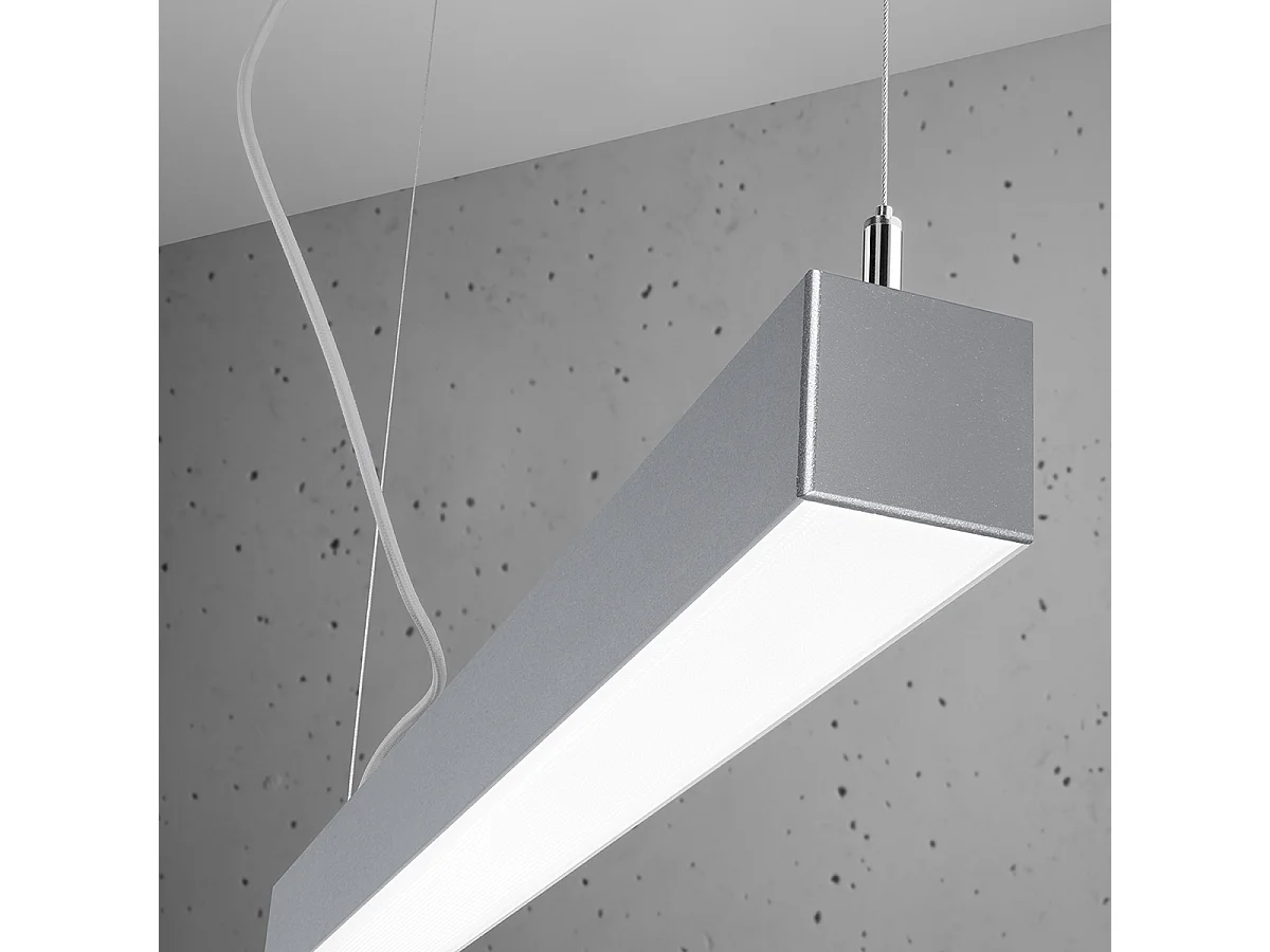 Integrierte LED 145cm Linear Straight Bar Pendelleuchte Grau 3000K Lampada a sospensione lineare a barra diritta a LED integrata da 145 cm grigio chiaro 3000K