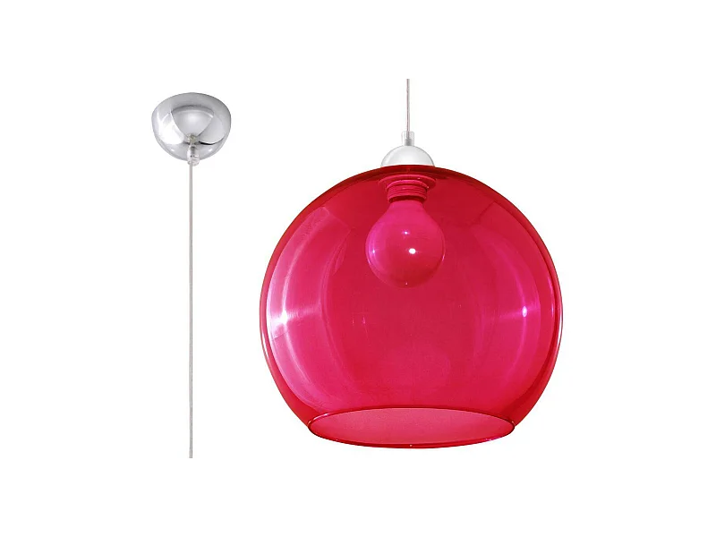Sollux BALL - 1 Lichtglaskuppel-Deckenanhänger Rot, Chrom, E27