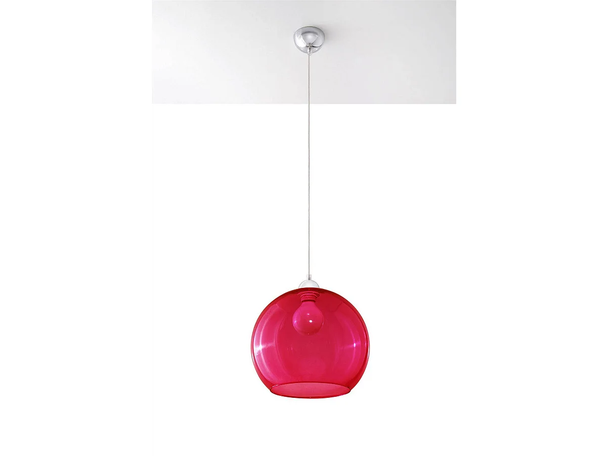 Sollux BALL - 1 Lichtglaskuppel-Deckenanhänger Rot, Chrom, E27