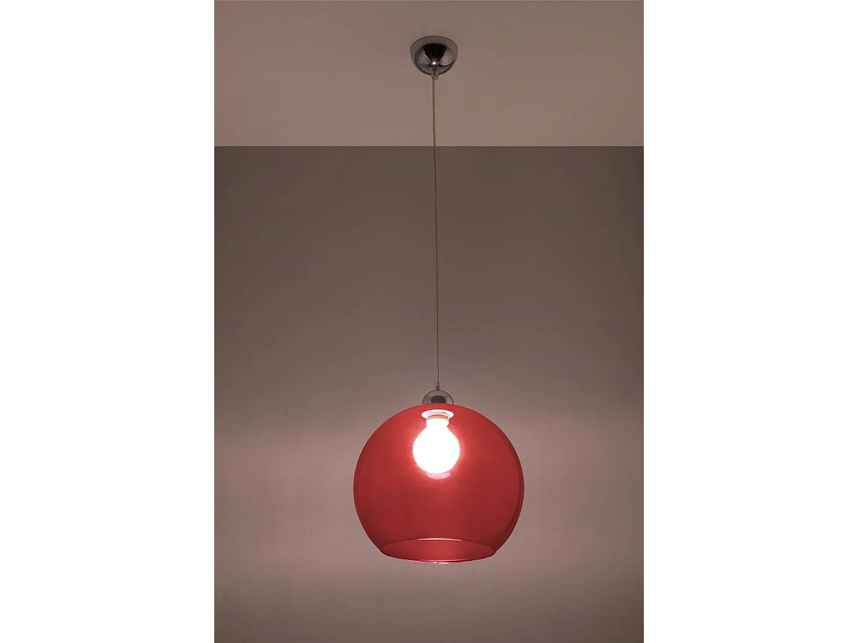 Sollux BALL Luminaire suspendu à 1 dôme en verre rouge, chrome, E27