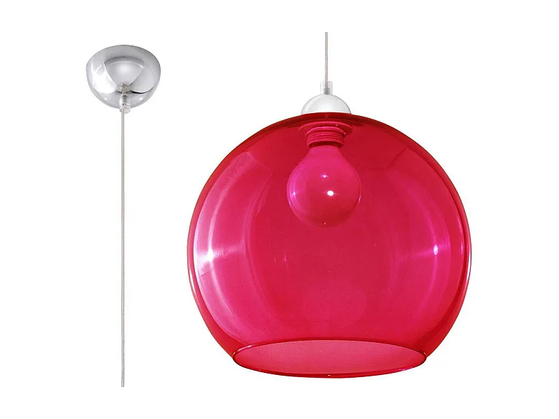 Sollux BALL Luminaire suspendu à 1 dôme en verre rouge, chrome, E27