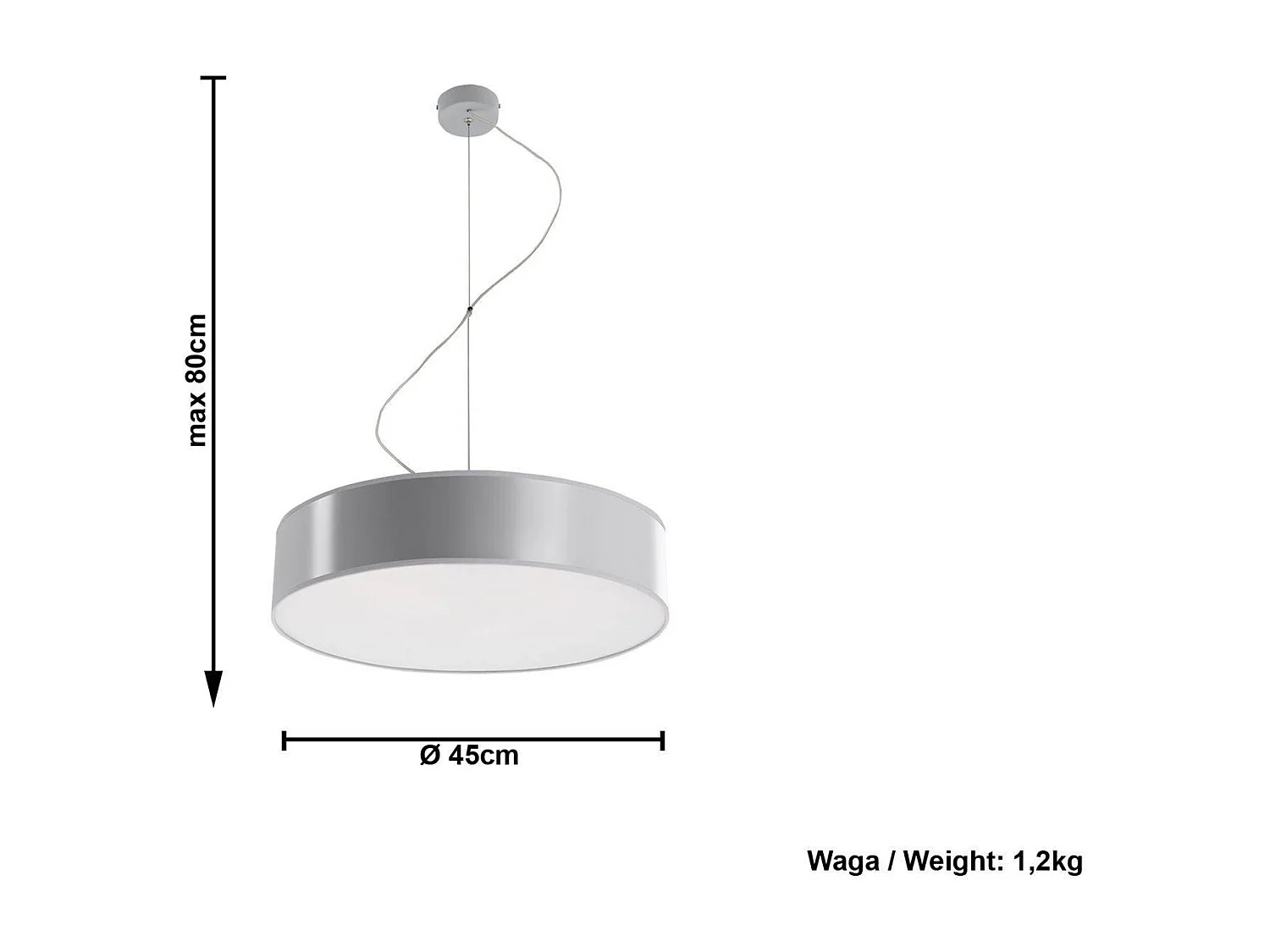 Lampa wisząca ARENA 45 szara