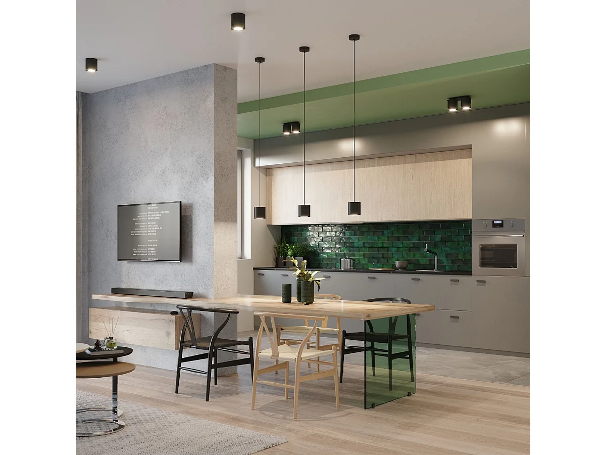 Luminárias Pendentes Orbis Moderno, Alumínio - 1 Lichtbronnen - L.10 X H.110 Cm - Preto