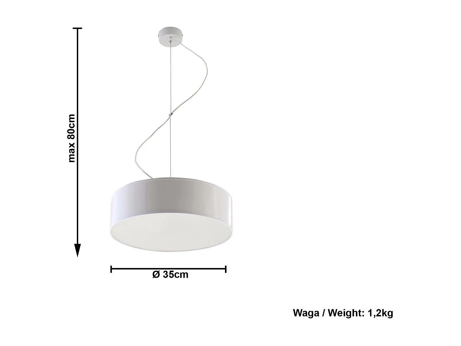 Sollux ARENA Luminaire suspendu rond à 2 ampoules, blanc, E27