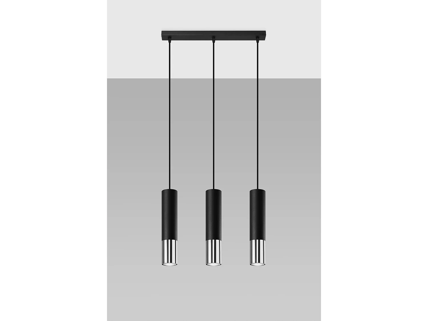 Sollux LOOPEZ Suspension triple noire, chrome GU10