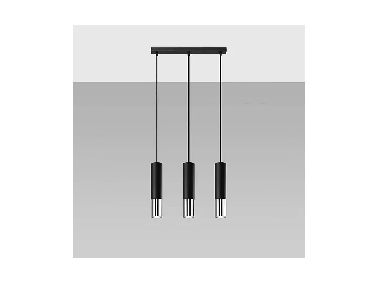 Sollux LOOPEZ Suspension triple noire, chrome GU10