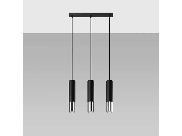 Sollux LOOPEZ Suspension triple noire, chrome GU10