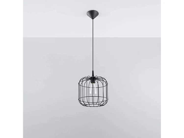 Luminárias Pendentes Celta Industrial, Aço - 1 Lichtbronnen - L.23 X H.95 Cm - Preto