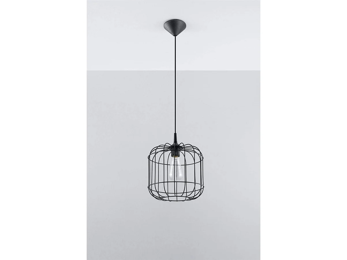 Luminárias Pendentes Celta Industrial, Aço - 1 Lichtbronnen - L.23 X H.95 Cm - Preto