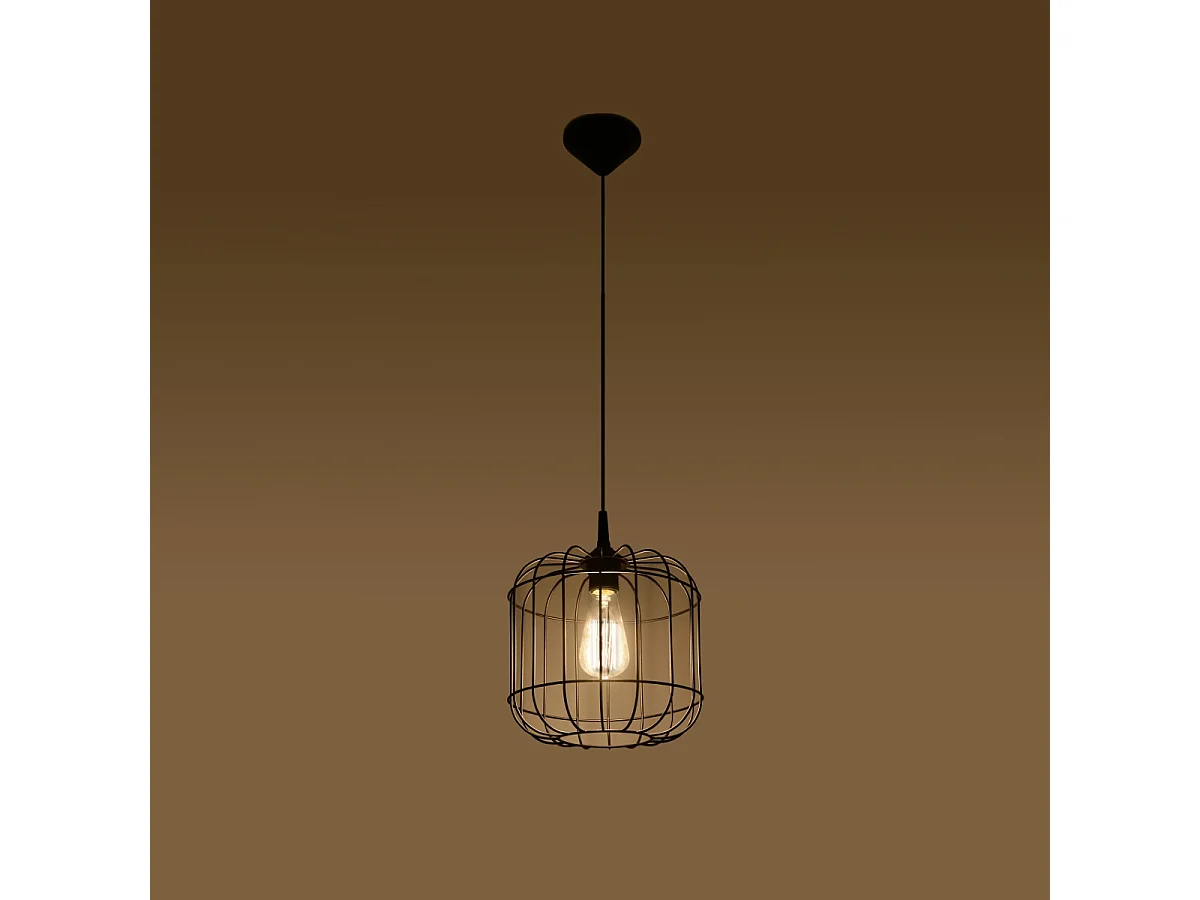 Luminárias Pendentes Celta Industrial, Aço - 1 Lichtbronnen - L.23 X H.95 Cm - Preto