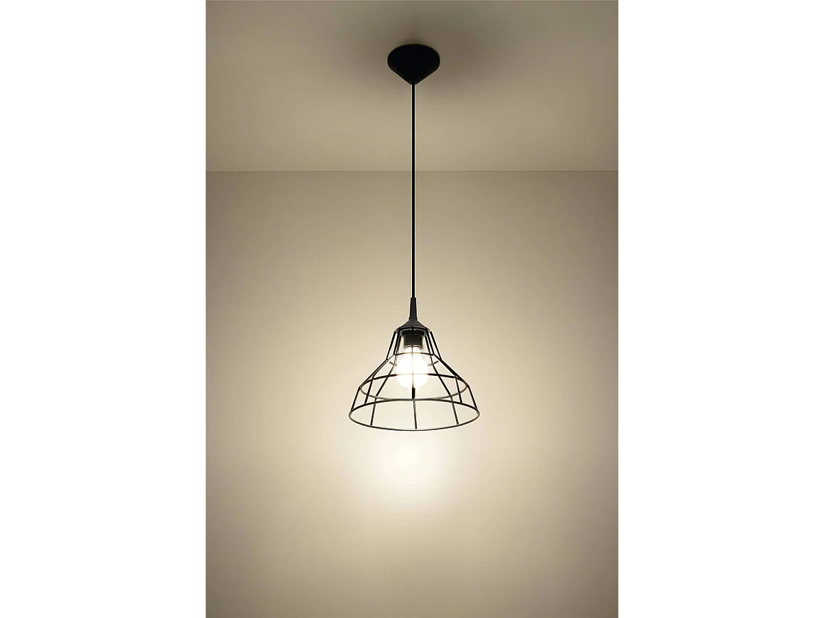 Sollux ANATA - Lampada a sospensione a soffitto con gabbia a 1 luce nera, E27