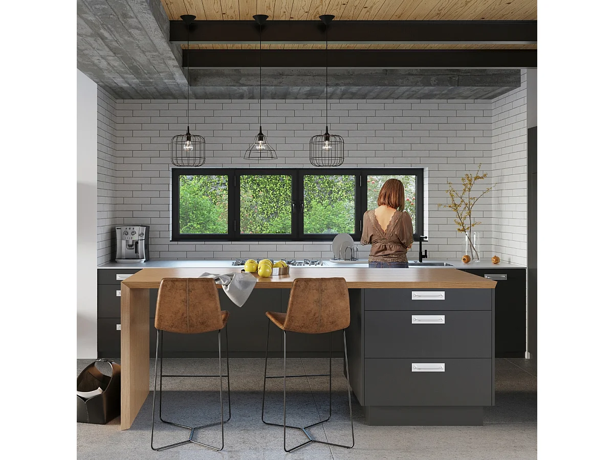 Luminárias Pendentes Anata Moderno, Aço - 1 Lichtbronnen - L.25 X H.95 Cm - Preto