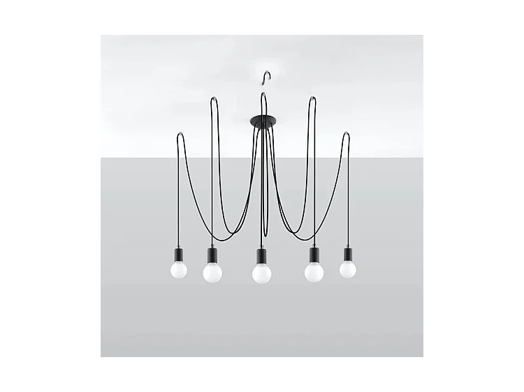 Sollux EDISON Luminaire suspendu à 5 grappes noires, E27