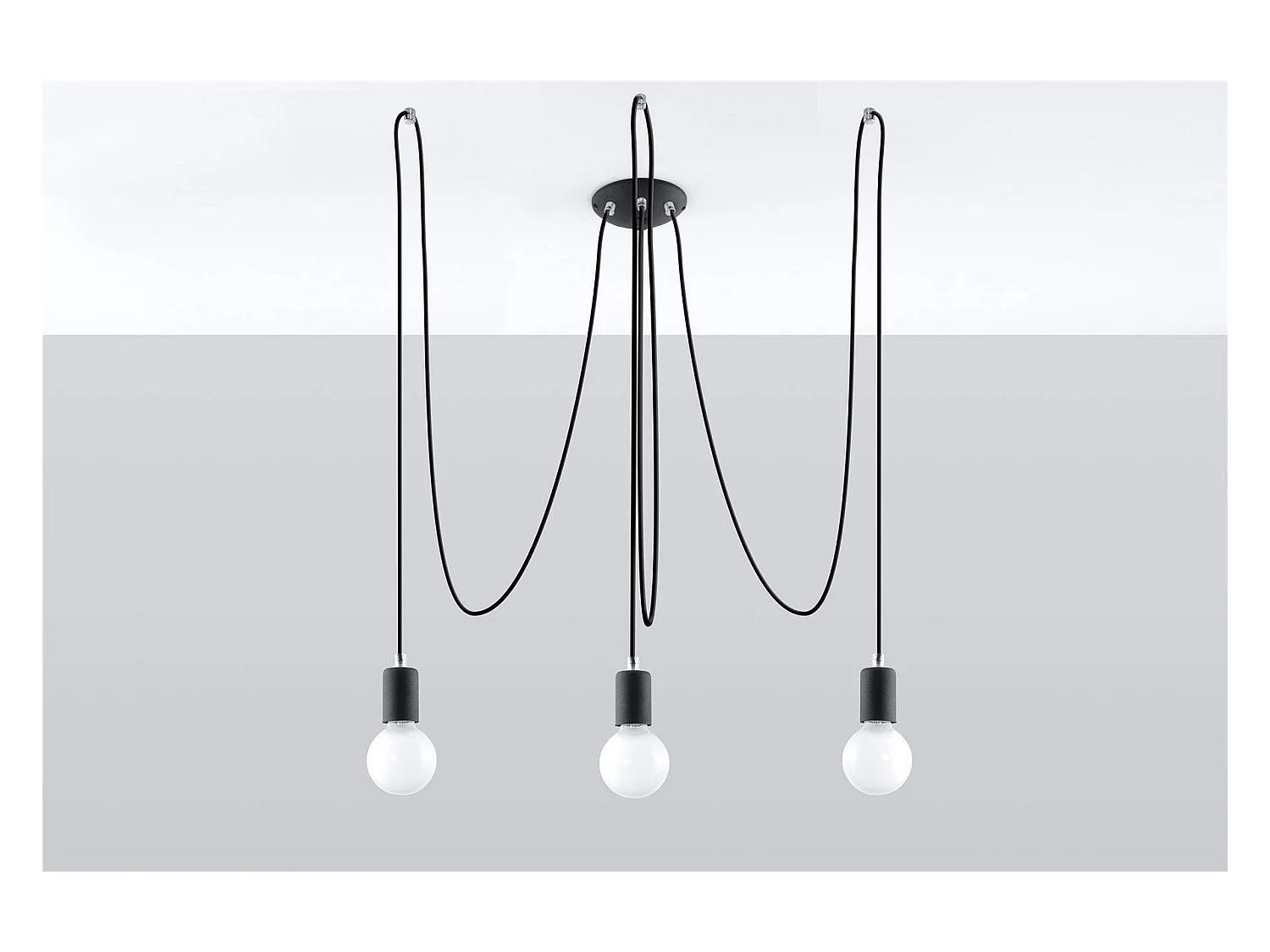 Sollux EDISON Suspension à 3 grappes de lumière noire, E27