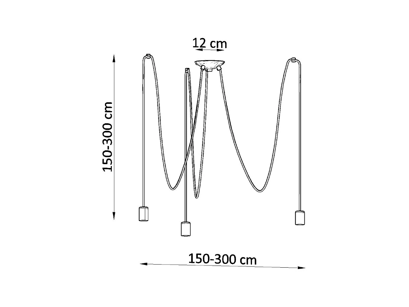 Sollux EDISON Suspension à 3 grappes de lumière noire, E27