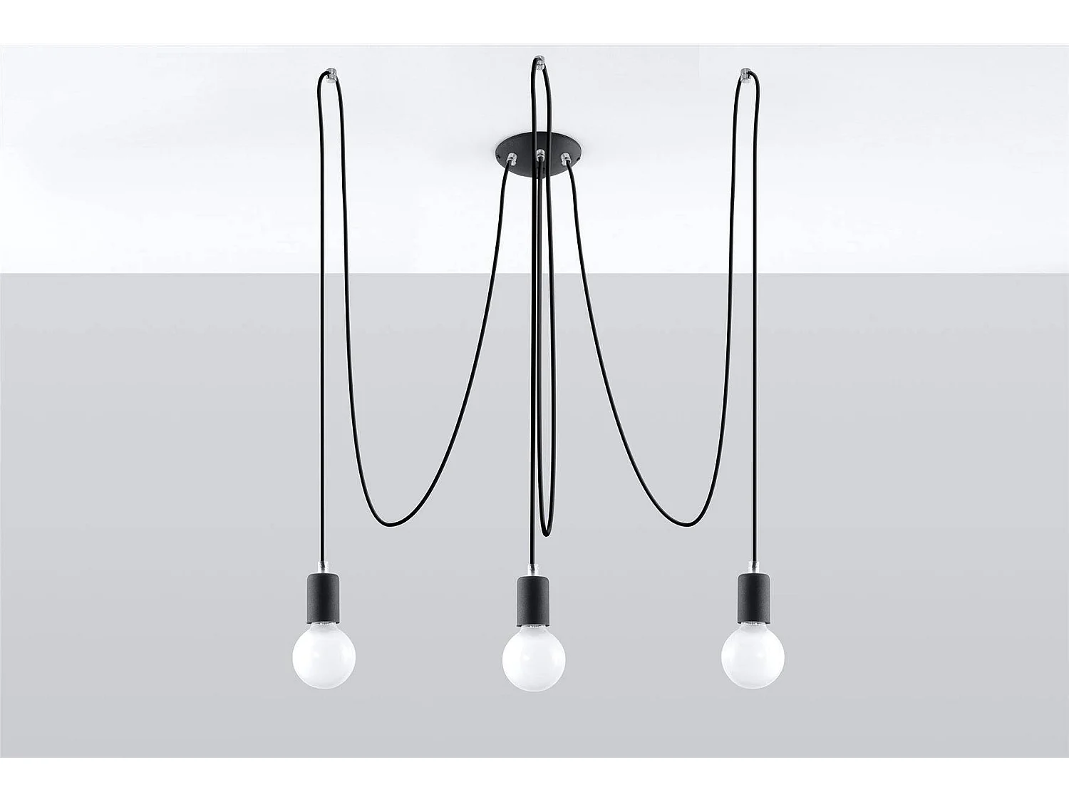 Sollux EDISON Suspension à 3 grappes de lumière noire, E27