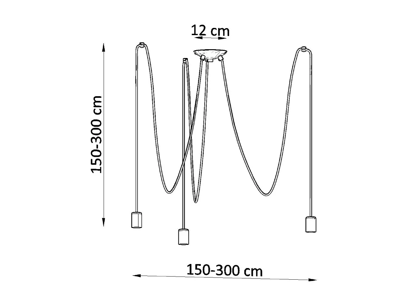 Sollux EDISON Suspension à 3 grappes de lumière noire, E27