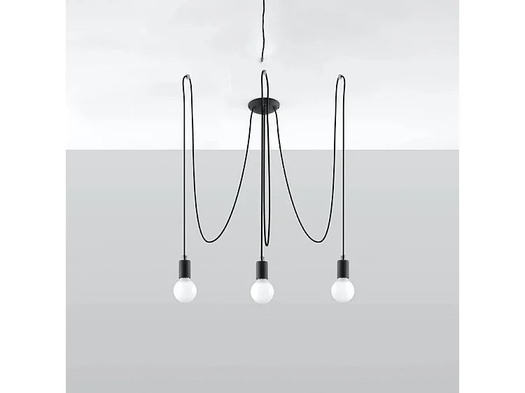 Sollux EDISON Suspension à 3 grappes de lumière noire, E27