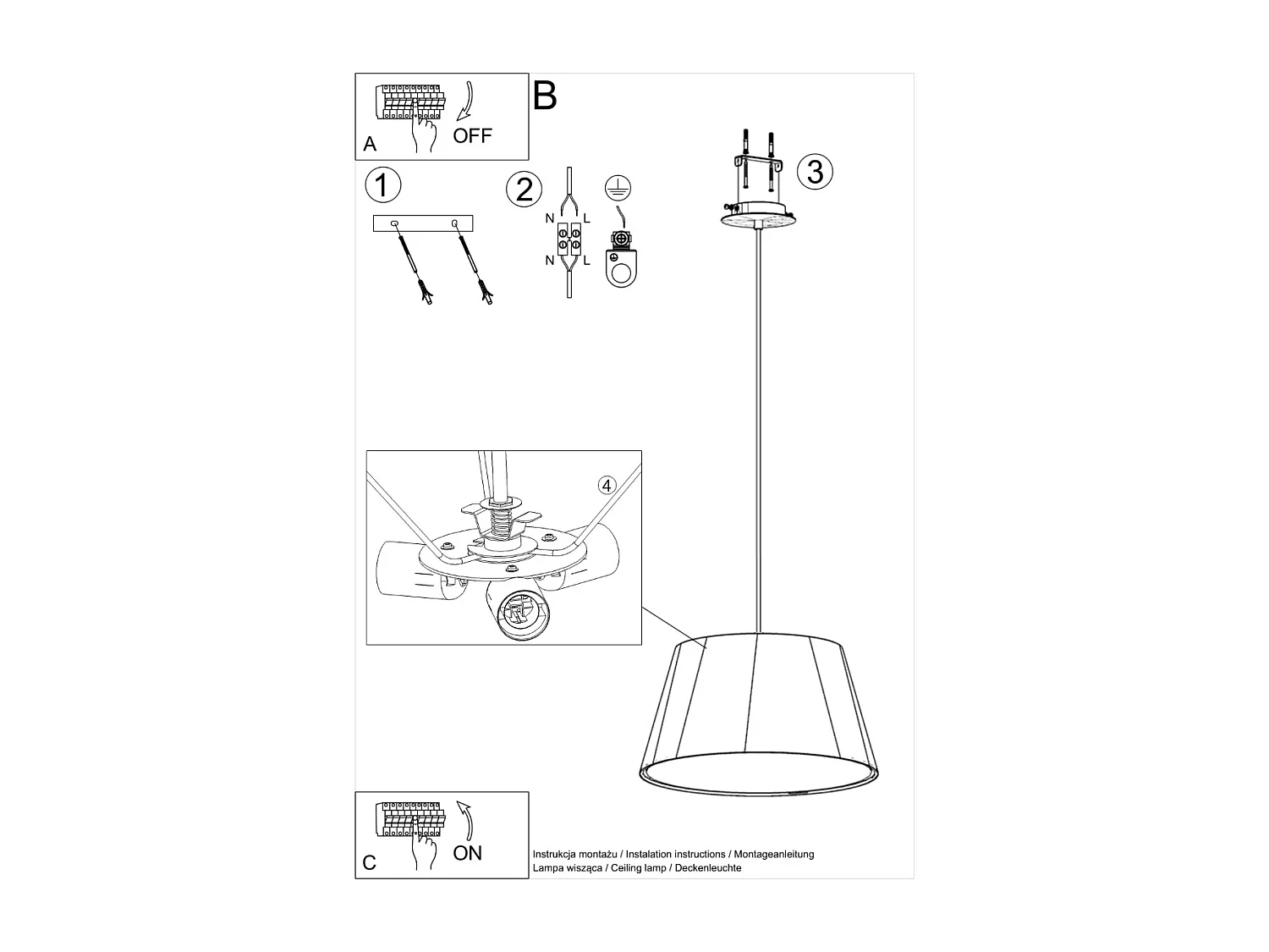 Sollux CONO Suspension Cylindrique Blanc 45cm E27