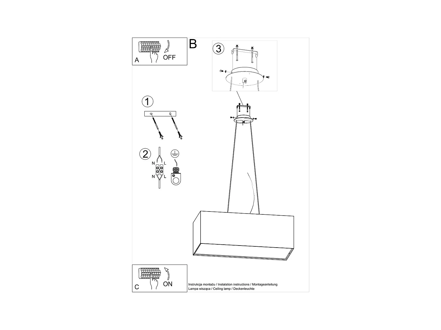 Lampadario Bar Bianco 3x E27 Barra de luz colgante blanca 3x E27
