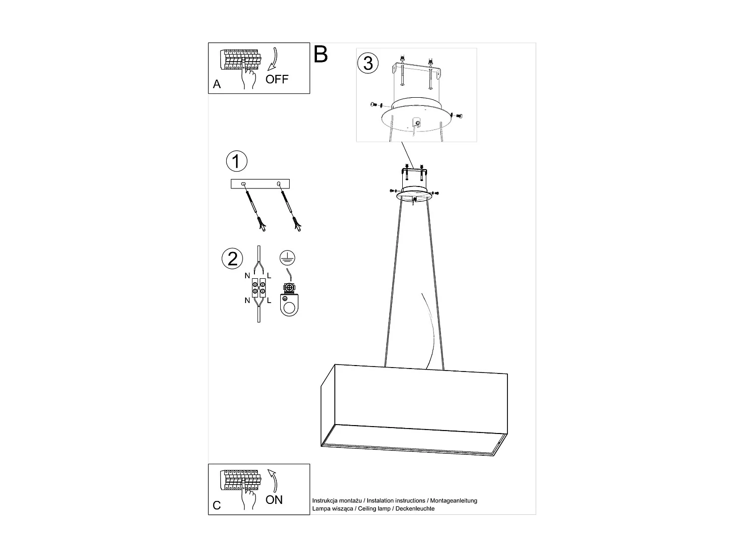 Sollux SANTA Suspension Bar Blanc 3x E27