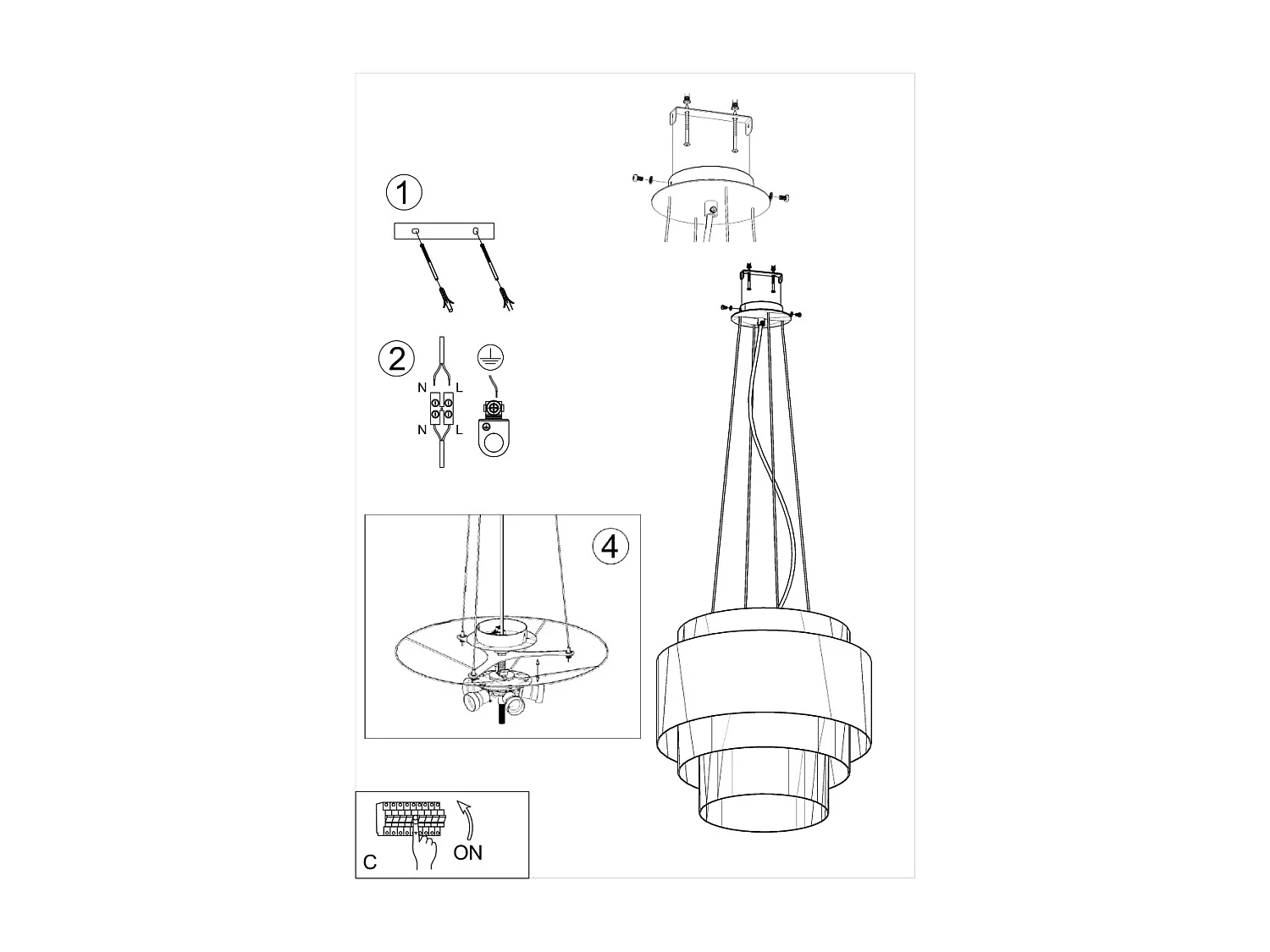 Sollux REFLEXION Suspension Cylindrique Multicouche Blanc 50cm E27