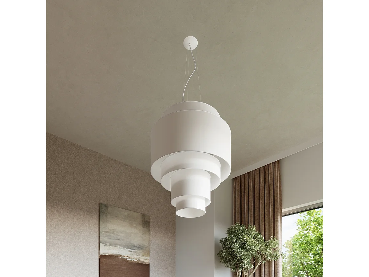 Sollux REFLEXION Suspension Cylindrique Multicouche Blanc 50cm E27