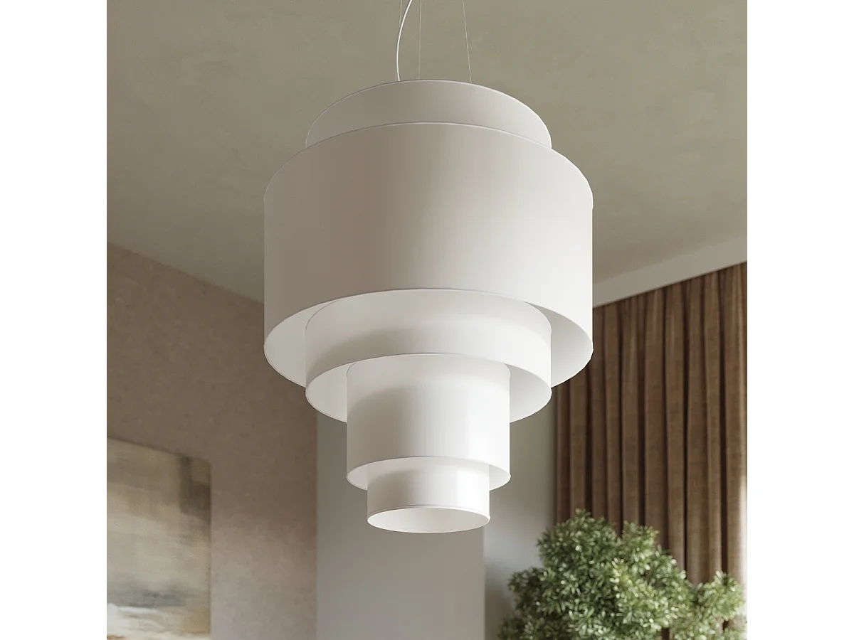 Sollux REFLEXION Suspension Cylindrique Multicouche Blanc 50cm E27