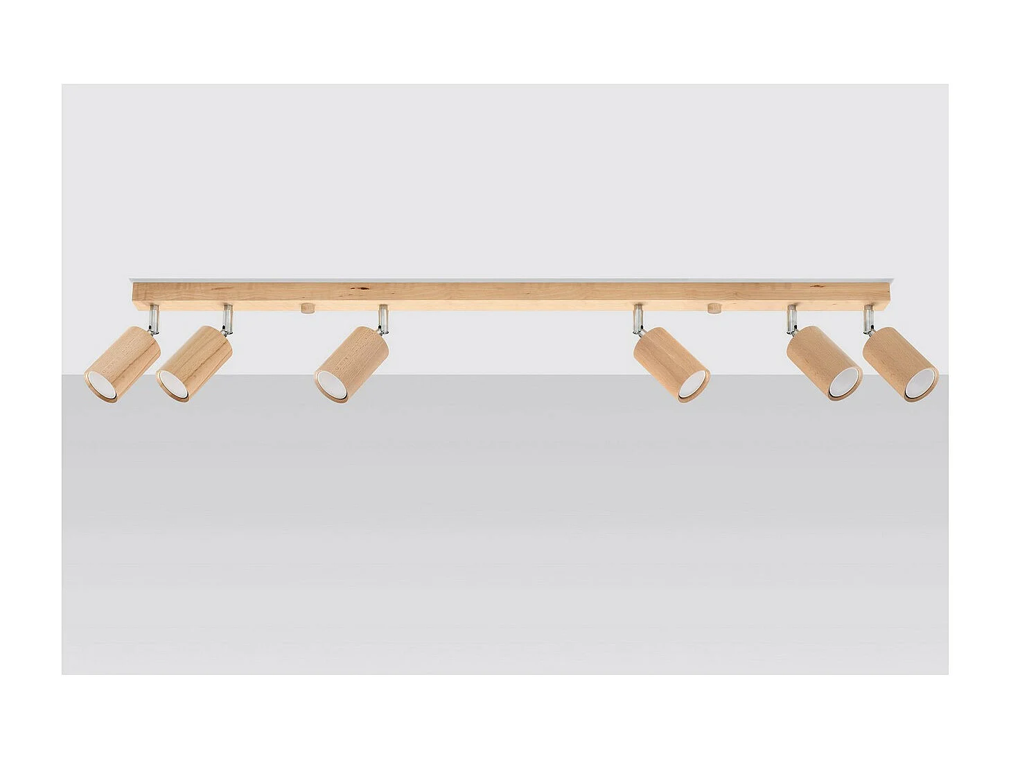 Sollux Lighting Berg Plafonnier 6 Spots Bar, Bois Naturel, 120cm