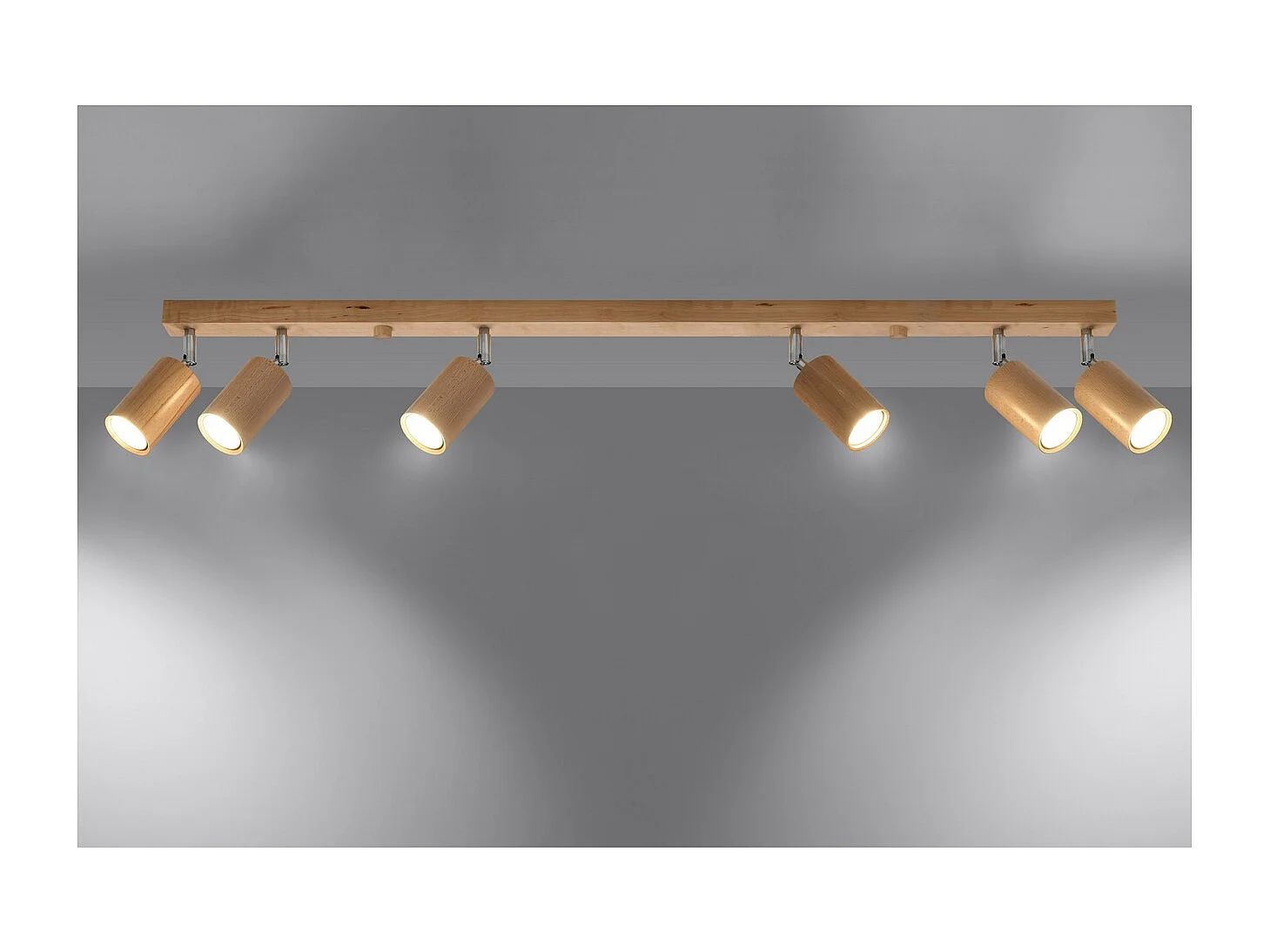 Sollux Lighting Berg Plafonnier 6 Spots Bar, Bois Naturel, 120cm