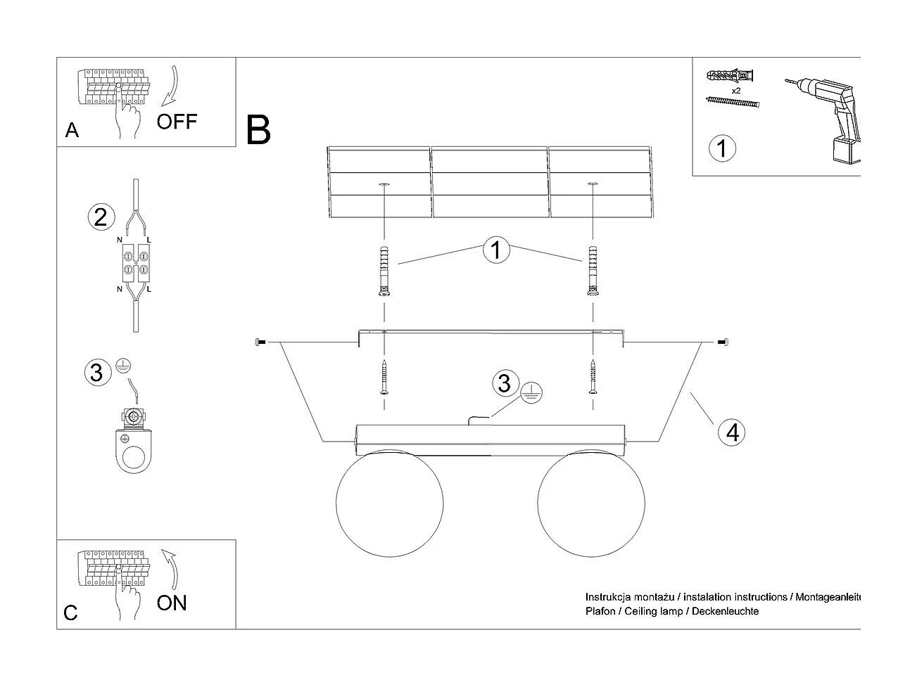 Sollux Yoli Plafonnier Globe Blanc