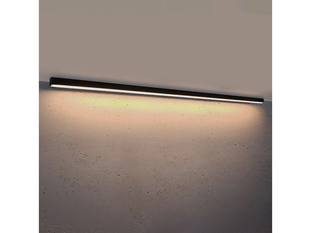 Plafondlampen Pinne Minimalistisch Van  - 1 Lichtbronnen - L.200 X H.6 Cm - Zwart